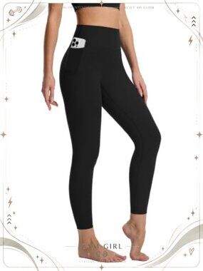High Waisted Seamless Yoga Leggings Tummy Control Pockets 25" Inseam